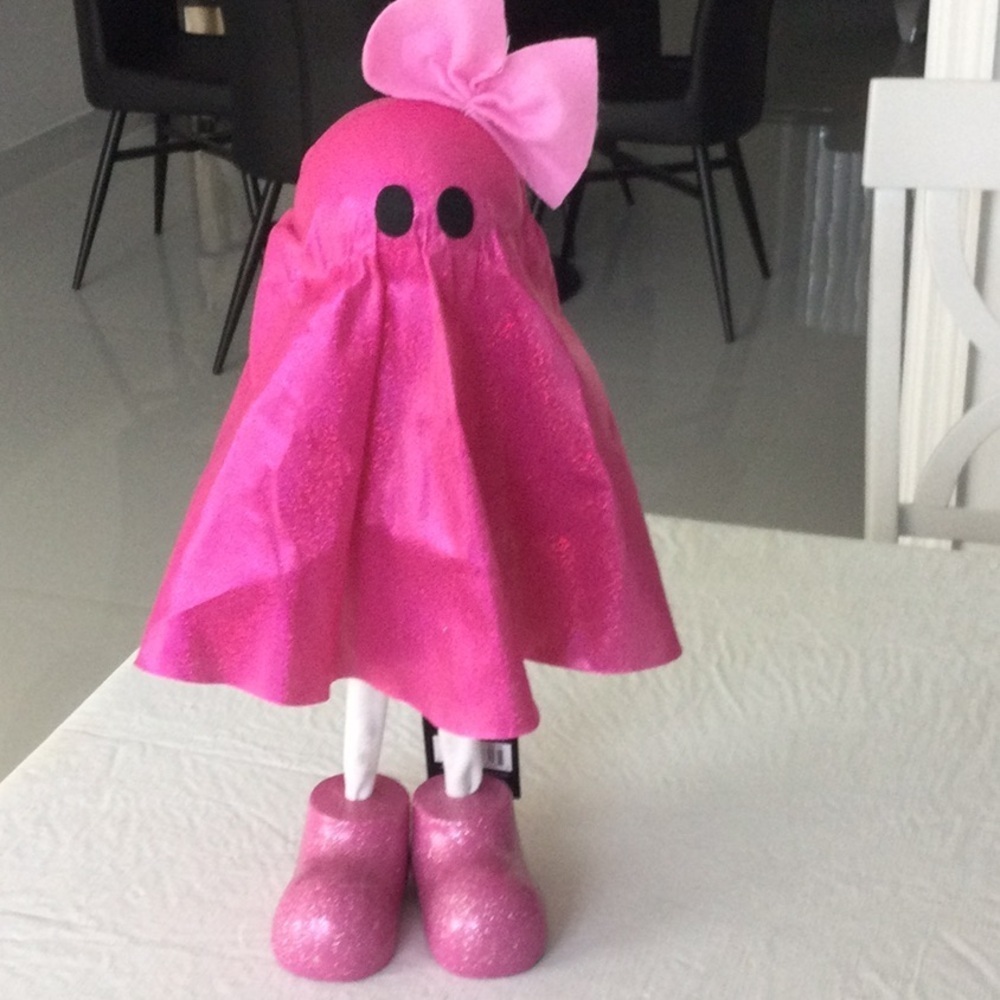 Pink Ghost Decor with Bow